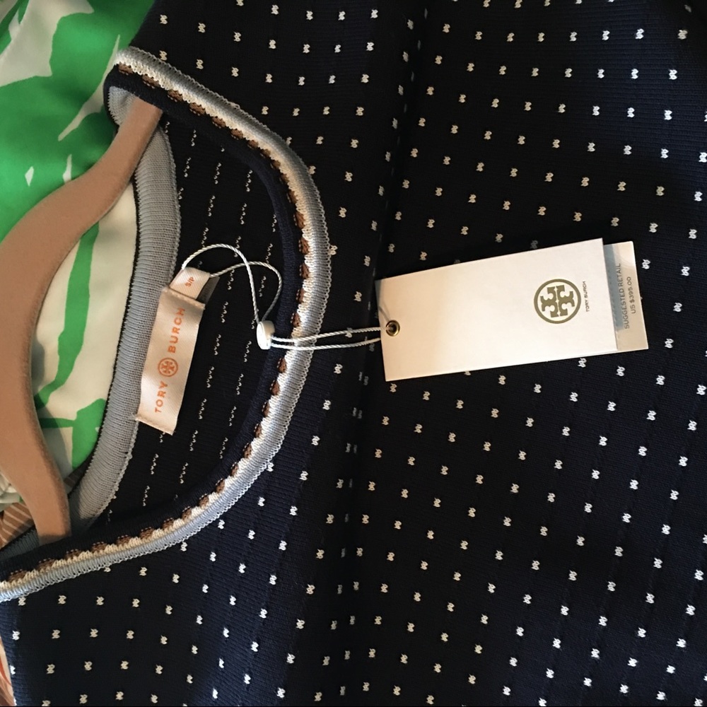 Tory Burch NWT Navy Mini Geo knit dress Sz SM new - Picture 13 of 16